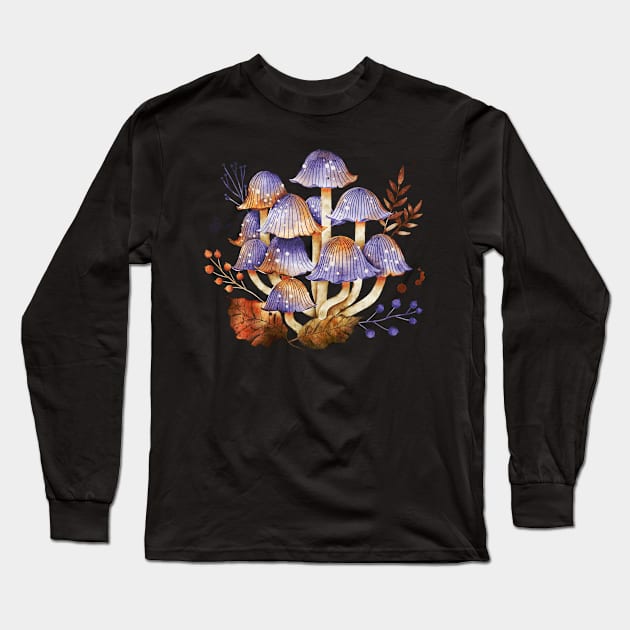 Wild Mushrooms Long Sleeve T-Shirt by Katie Thomas Creative